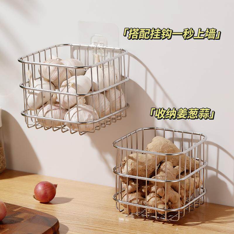 姜蒜收纳筐304不锈钢丝储物篮厨房壁挂式置物架蒜头通风挂篮.81&Y