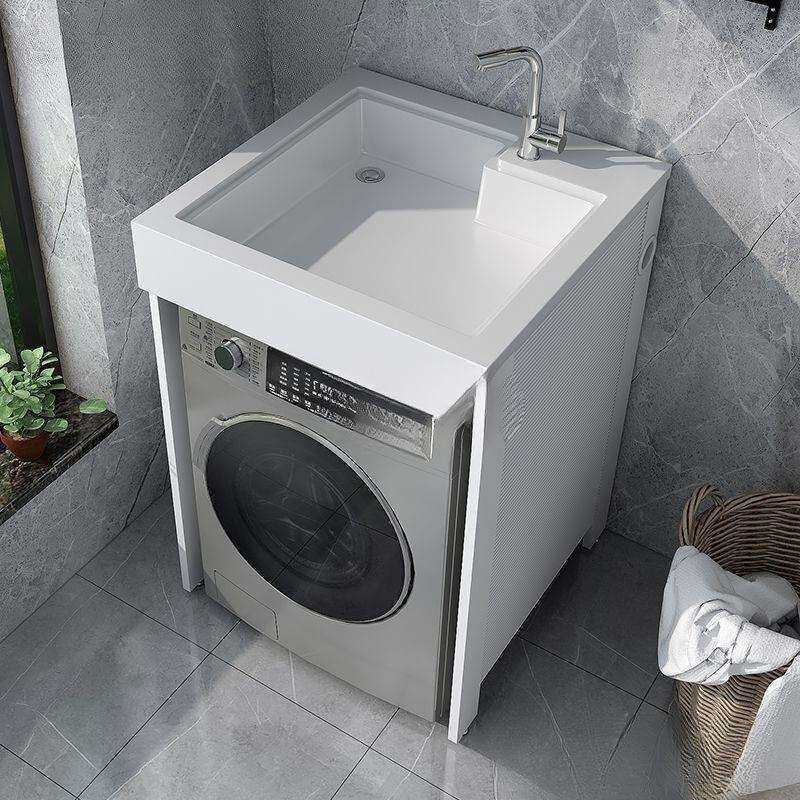 小户型太空铝洗衣机柜卫生间组合一体洗衣池滚筒洗衣机伴侣洗手台