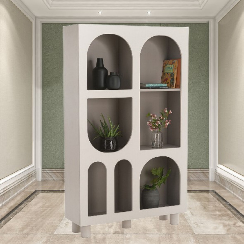 北欧烤漆书柜简约现代书架网红拱门置物架客厅装饰柜实木书橱整装