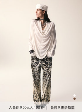 DIONYS*赫拉雕塑感荡领长袖T恤白色高级感宽松上衣