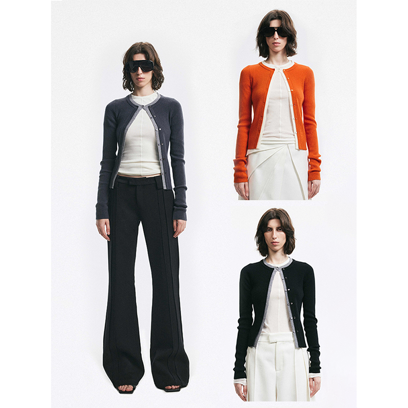 DIONYS*紧身假两件撞色针织衫