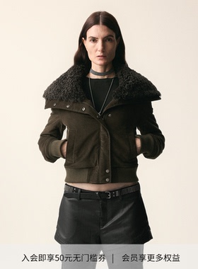 「于文文同款」DIONYS*大翻领短款收腰灯芯绒棉服外套修身夹克