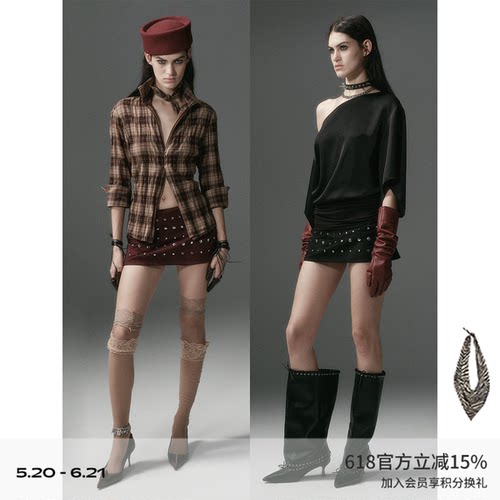 DIONYS*不规则铆钉麂皮感超短裙 设计感金属风低腰微A型半裙