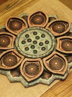 速发新中式饰品功夫茶具台花茶茶庄家会所工艺品摆饰摆设茶盘莲花