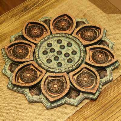 速发新中式饰品功夫茶具台花茶茶庄家会所工艺品摆饰摆设茶盘莲花