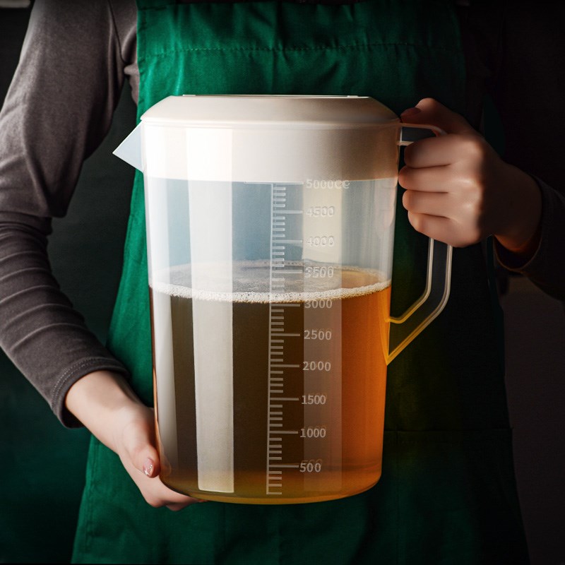 速发带料冷水壶大容量奶茶店泡茶凉塑刻度量杯5L商用凉茶饮料桶桶