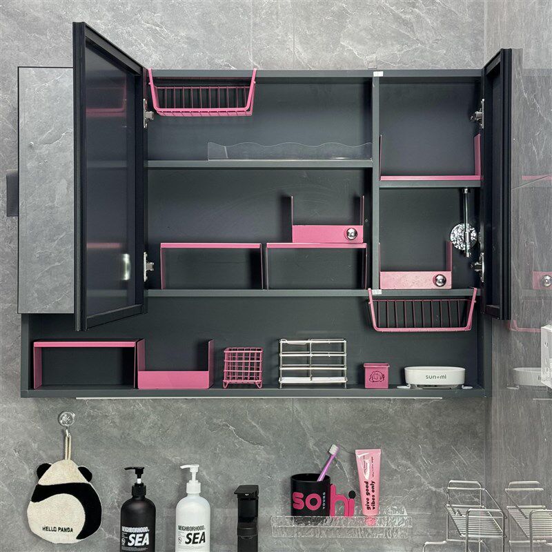 速发铁纳镜柜内置层架收纳盒浴室柜收纳架卫生间化妆品收艺神器分