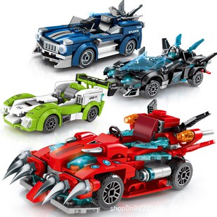 速发森宝名车总模员赛车汽动积木儿童小颗粒益智拼装跑车车型男孩