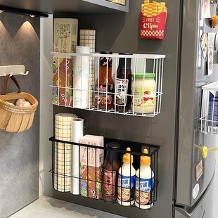 速发盒箱磁吸置物架挂式外侧收纳神器保鲜膜套纳边挂钩冰箱贴收侧