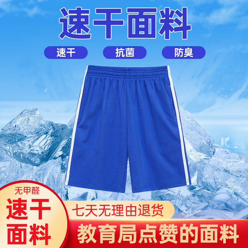 深圳市校服裤子速干薄款蓝色短裤