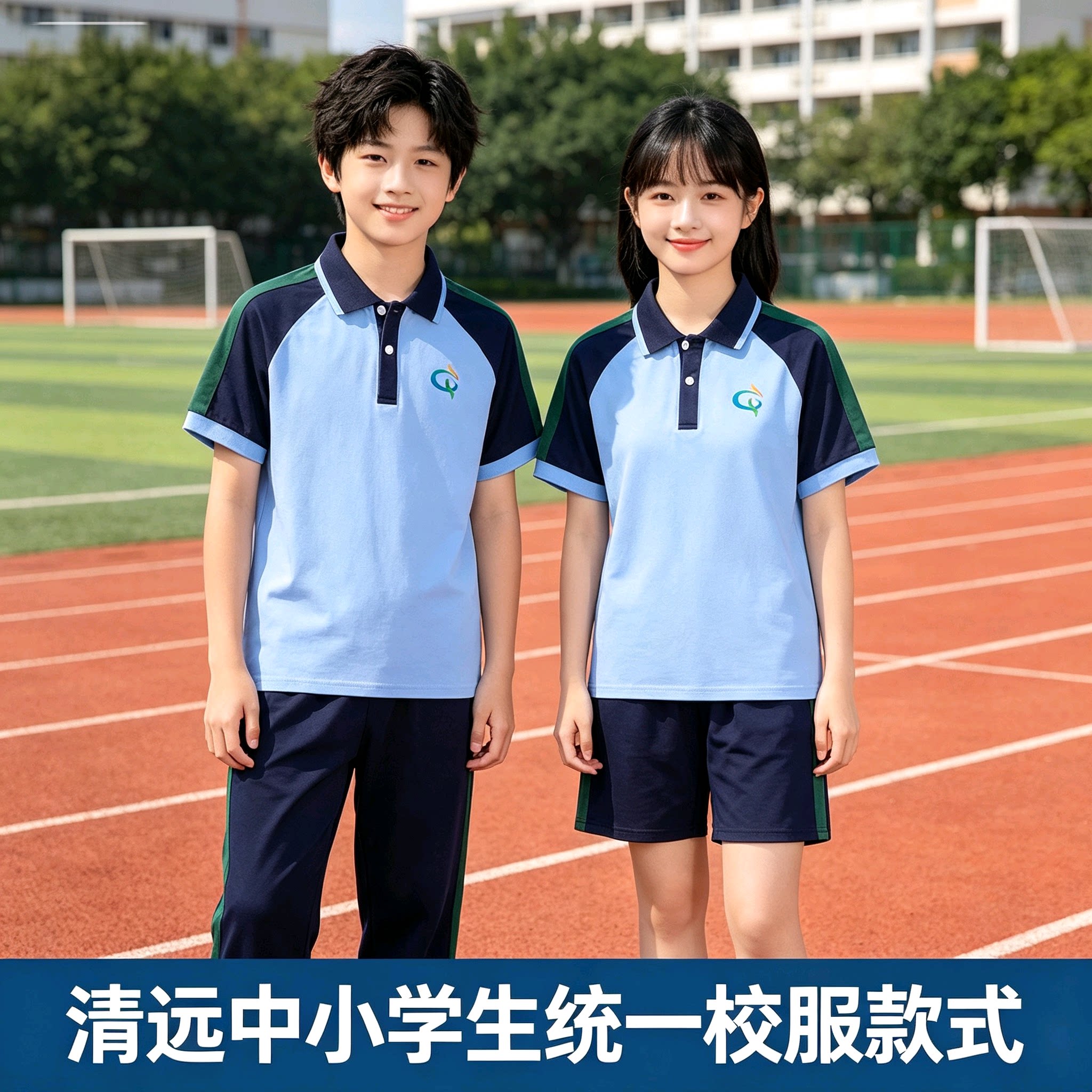 广东清远市统一中小学生校服夏装男女运动服夏季短袖短裤薄款长裤
