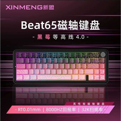 新盟Beat65磁轴机械键盘有线客制化侧刻等高线铝合金RT电竞游戏用