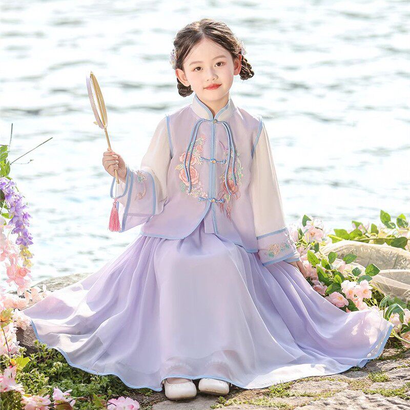 女童汉服2025新款春季超仙曹县表演套装古装改良古风小女孩分体裙