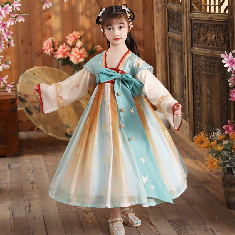 汉服儿童女古装中国风连衣裙春夏款女童古风飘逸襦裙超仙女孩唐装