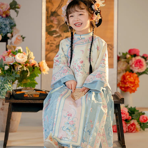 汉服女童公主2025清朝春秋新款儿童古装中式宫廷超仙套装中国