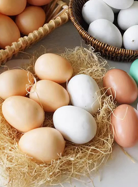 实心木质假鸡蛋模型儿童过家家玩具手绘涂鸦彩蛋DIY益智亲子互动