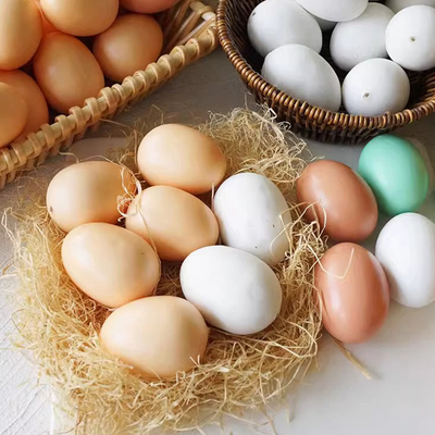 实心木质假鸡蛋模型儿童过家家玩具手绘涂鸦彩蛋DIY益智亲子互动