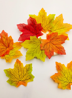 幼儿园秋天环创仿真枫叶手工DIY材料秋丰收节主题布置红色假树叶