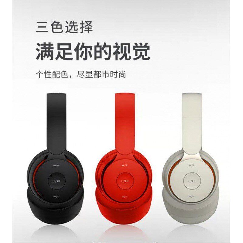 新款主动降噪无线音乐蓝牙耳机头戴式重I低音立体声插卡运动款耳