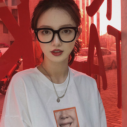 素颜神器复古方形l黑框眼镜女韩版潮网红款眼镜框大脸显瘦可配近