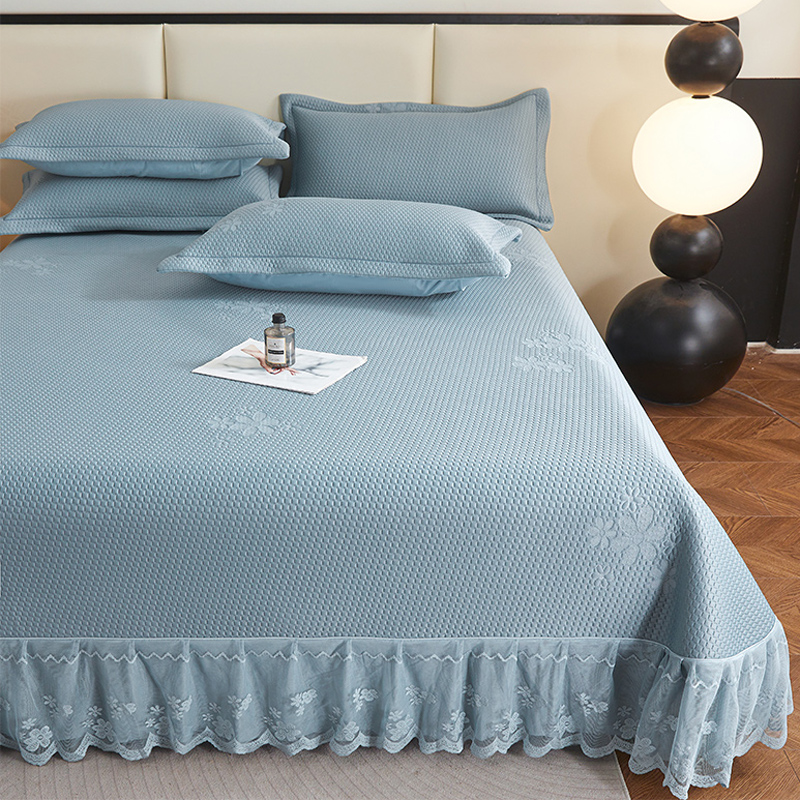 夏季冰感豆豆冰丝凉席床盖三件套加厚床单可水洗机洗炕盖软席防滑