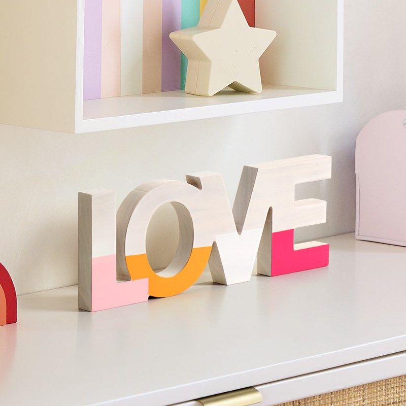 字母装饰摆件实木现代简约电视柜摆设儿童L房样板间软装桌面装饰
