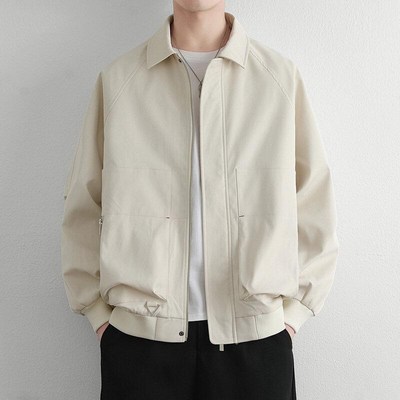 翻领外套男士春秋季2025u新款潮牌宽松休闲夹克男款高级感衬衫褂