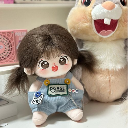 娃用背带裤20厘米棉花娃娃爱心背带裤娃衣牛仔裤子软萌双肩背带裤