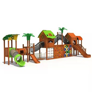 户外木质组合滑梯幼儿园设备小区木制拓展攀爬架钻网游乐设施