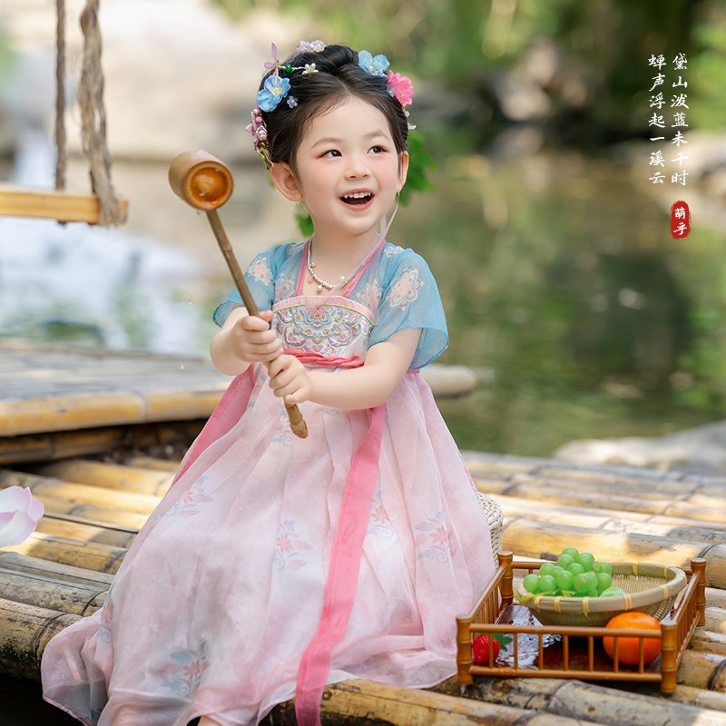 汉服女童2025夏季款儿童高端仙气国风公主连衣裙女孩薄款表演襦裙