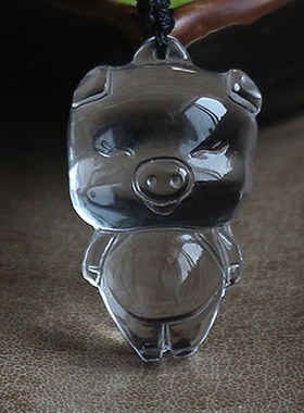 小猪猪 男女带白水晶吊坠 白晶猪挂件十二生肖吊坠本命年吉祥物