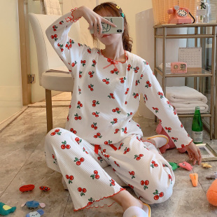 春秋纯棉月子服产后哺乳睡衣春季 3月份4家居服 套装 孕妇秋衣秋裤