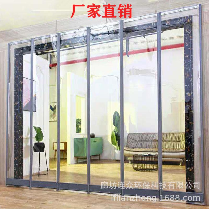 pvc折叠门自吸门帘夏季磁吸透明门帘超市空调防风外门隔断磁性帘