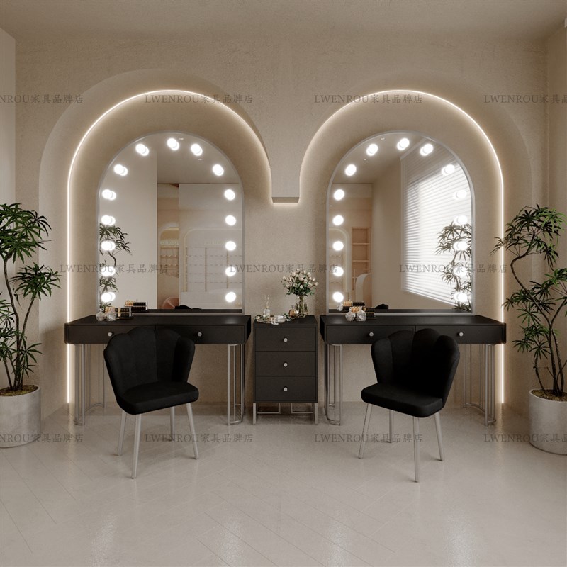 影楼化妆台专业带灯婚纱店美容院化妆镜彩妆师专用工作室化妆镜台