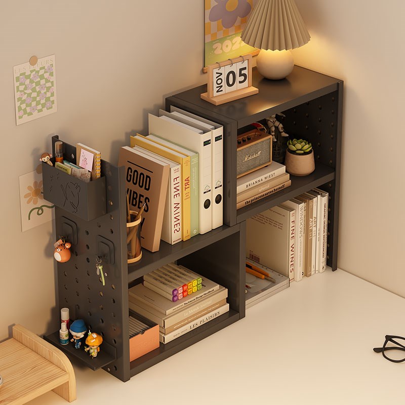 桌面置物架书架洞洞板桌上转角收纳架办公室展示架学生铁艺小书柜