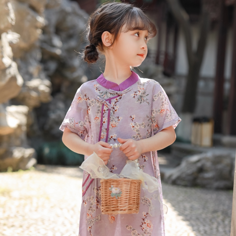 女童旗袍新款夏季2023中国风连衣裙夏复古民国风改良儿童汉服唐装