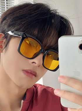 墨镜2021新款潮男高级感网红大框复古黄色太阳眼镜女大脸显瘦街拍
