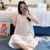 夏季 睡衣女款 2024新款 裙子w女睡衣服居家裙可外穿自带胸垫棉绸新