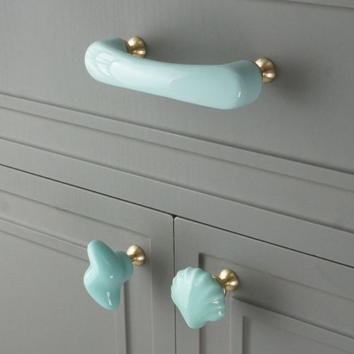 琳艺黄铜轻奢儿童房卡通可爱云朵月亮星星陶瓷橱柜门衣柜抽屉拉手