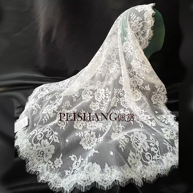 睫毛蕾丝圆形1米短款遮面婚纱头纱旅拍登记领证头纱新娘头纱复古