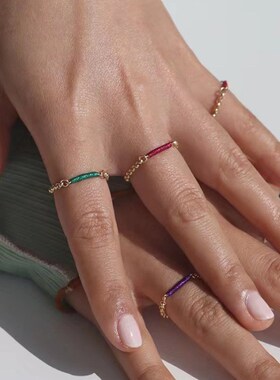 草长莺飞小众设计手工编织缠丝五彩链条戒指轻奢简约个性食指戒女