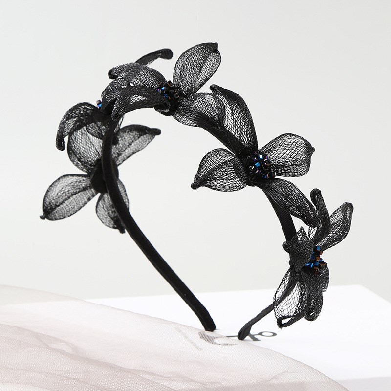 奢华铜丝花朵发箍女精致高级感手工编织水晶头箍网红百搭压发发饰