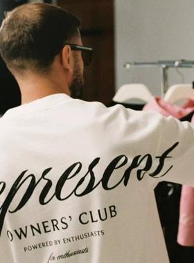 CTST美式ENT TRACK草写字母印花美式纯棉宽松男士情侣上衣短袖T恤