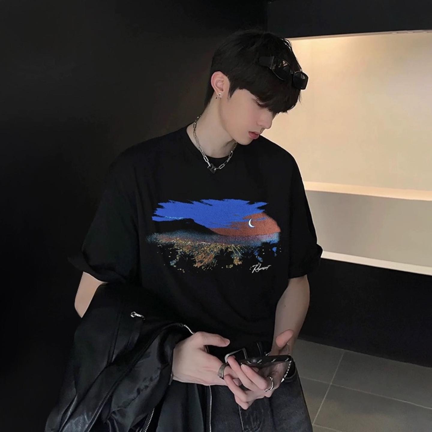 CTST美式ENTTRACK夜景印花水洗