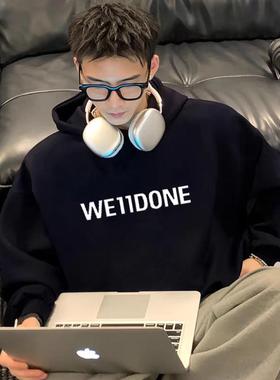 CTST美式秋冬新款WELLMIKI 胸前大标加绒连帽卫衣百搭男女情侣款