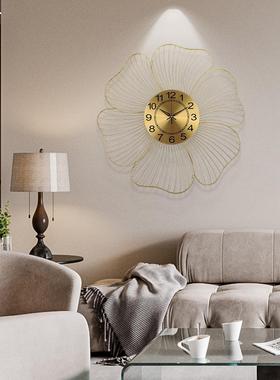 花钟瓣铁艺意立体挂钟防客厅简约表F33581-W玄关美观墙创饰锈金属