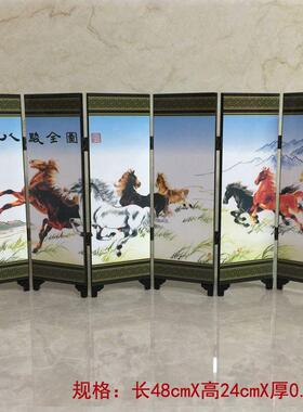 古漆2HZ24578器小浴屏风装摆件特饰色木质仿小屏风华清沐图