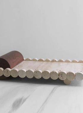 现代简约树厅仿黄脂洞石果盘水意果盘创艺术摆件桌GT-D166面客装