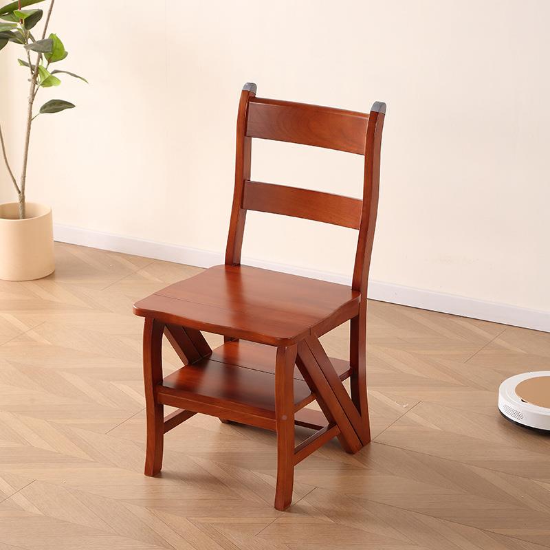 楼梯椅实木多桌功能梯餐折椅叠椅登高梯子折叠椅子两用餐椅楼凳人