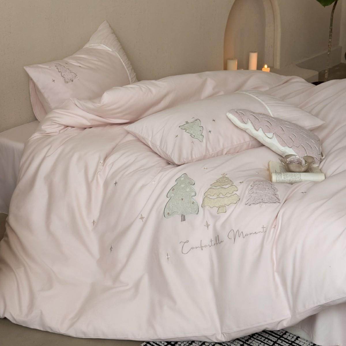 小清新全棉磨毛四件套秋冬加厚少女心粉色小树刺绣床品儿童三件套,电子元器件市场,其它元器件,淘宝优惠券,粉丝福利购,淘宝优惠卷